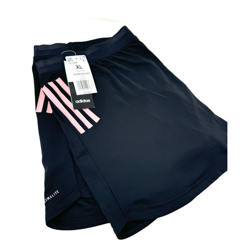 Adidas  Designed 2 Move 3 Stripes Knit Woman Shorts Black/Glory Pink XL - Picture 2 of 5